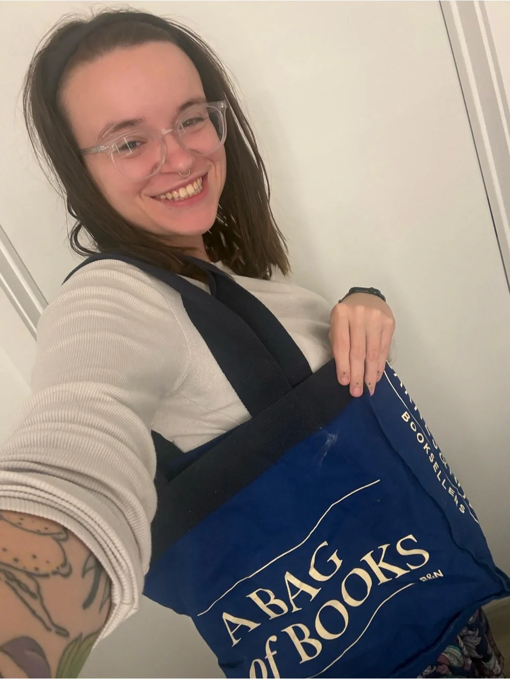 Barnes and Noble Blue Canvas Reusable Tote Bag 100% Cotton A Bag Of Books B&N